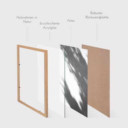 Bilderrahmen 40x60cm Eiche Fotorahmen MDF Holz Natur Beige 3er Set