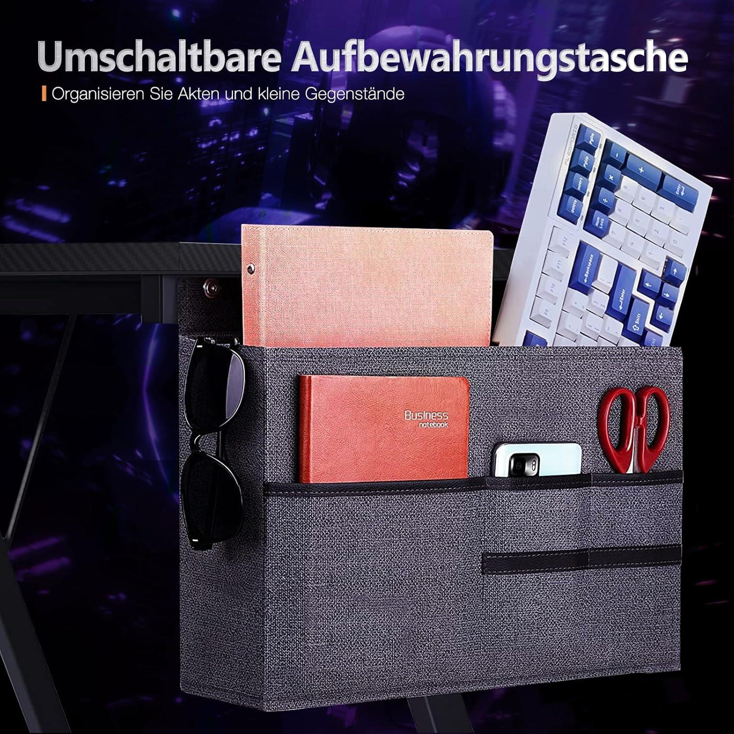 Gaming Tisch L Form mit Monitorständer Schwarz 167x120cm