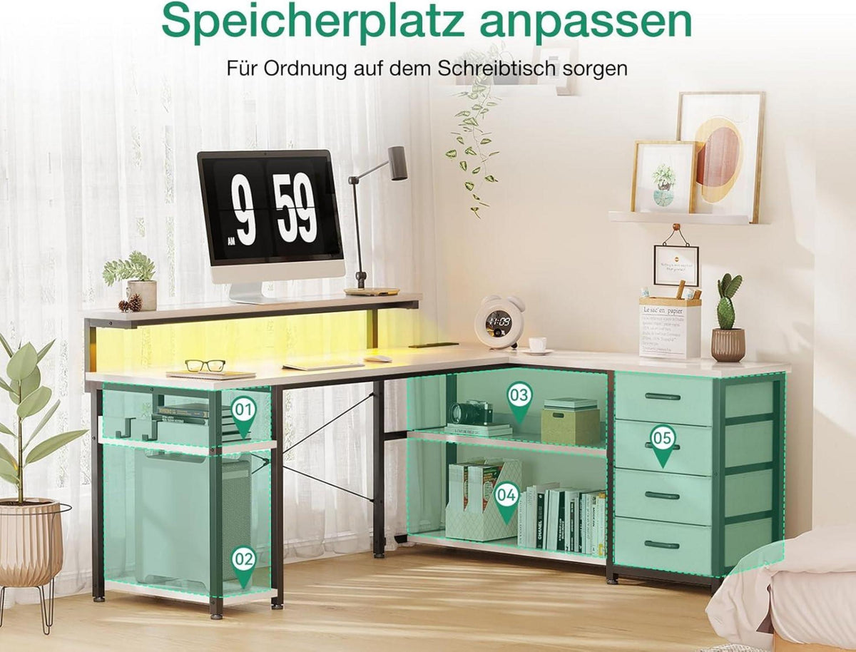ODK Gaming Schreibtisch L Form 155×110cm mit