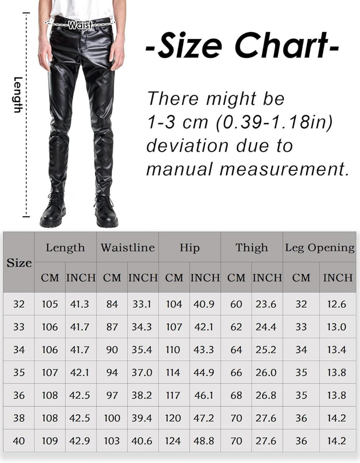 Kunstleder Biker Stretch Nightclub Hose Slim Fit Schwarz