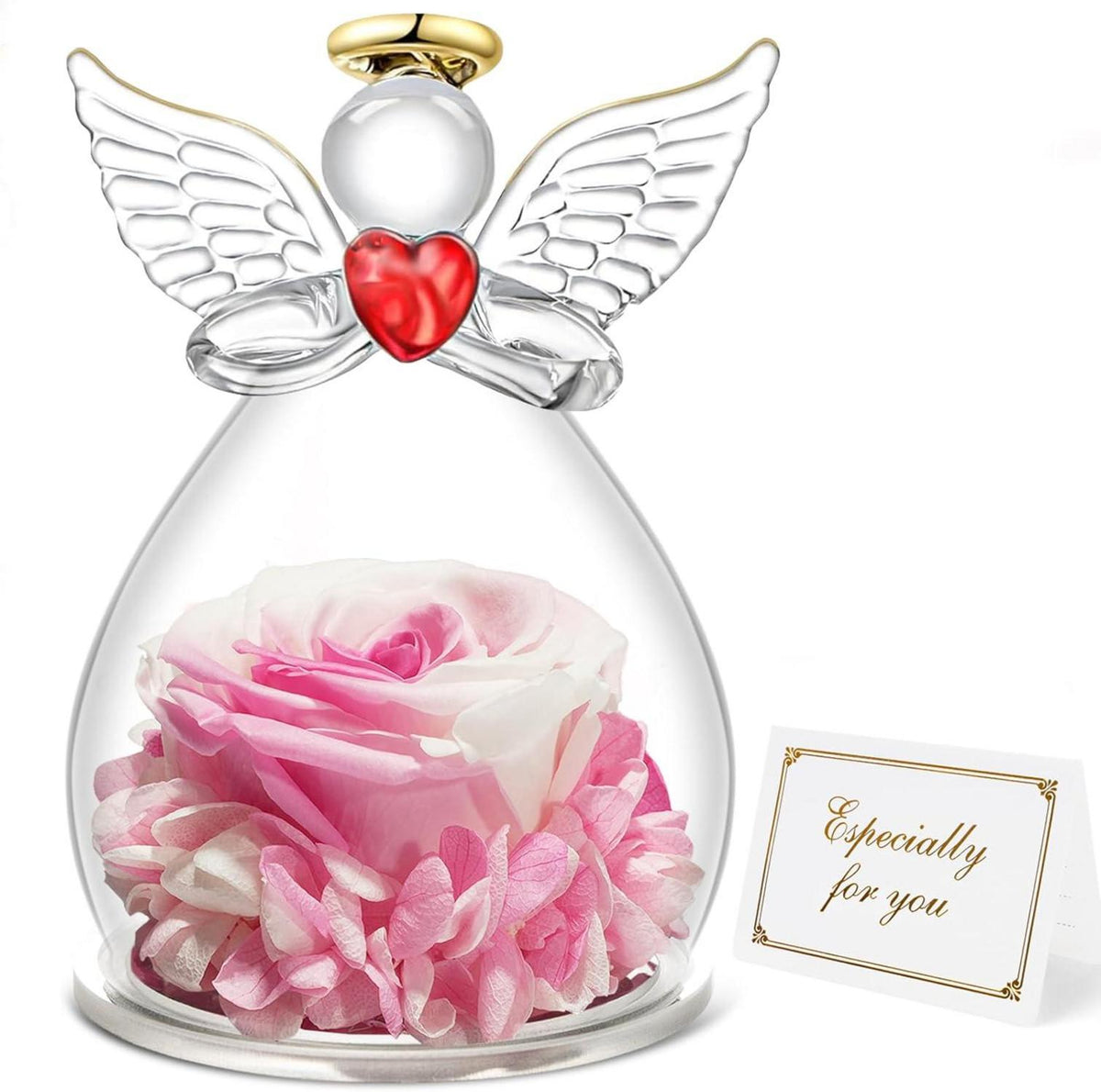 Ewige Rose Engel Geschenk Blume Glas Figur Geburtstag Weihnachten