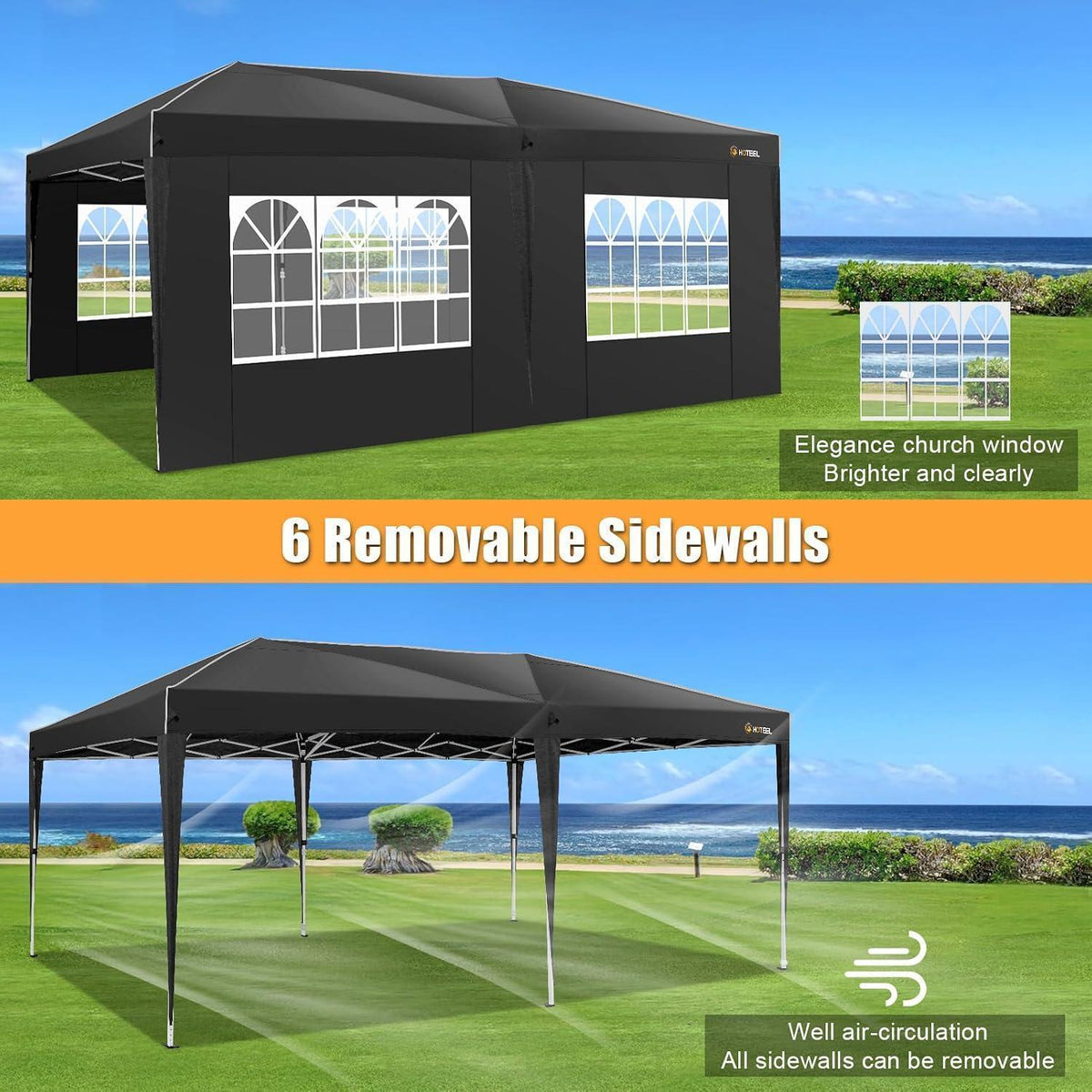 Faltpavillon 3x6 Wasserdicht mit Seitenwänden & Sandsäcken