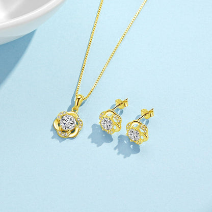 Josfeva Blumen Schmuckset Silber 925 Weiß Zirkonia Geschenkbox