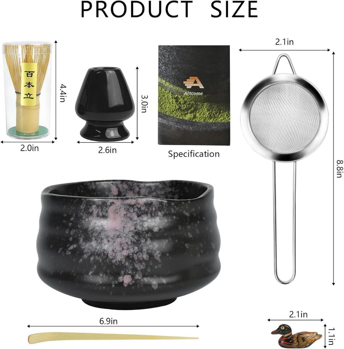 Japanisches Matcha Zeremonie Set mit Bambus Schneebesen