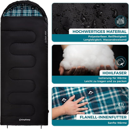 Winterschlafsack Outdoor 3-4 Jahreszeiten Camping 400g Schwarz
