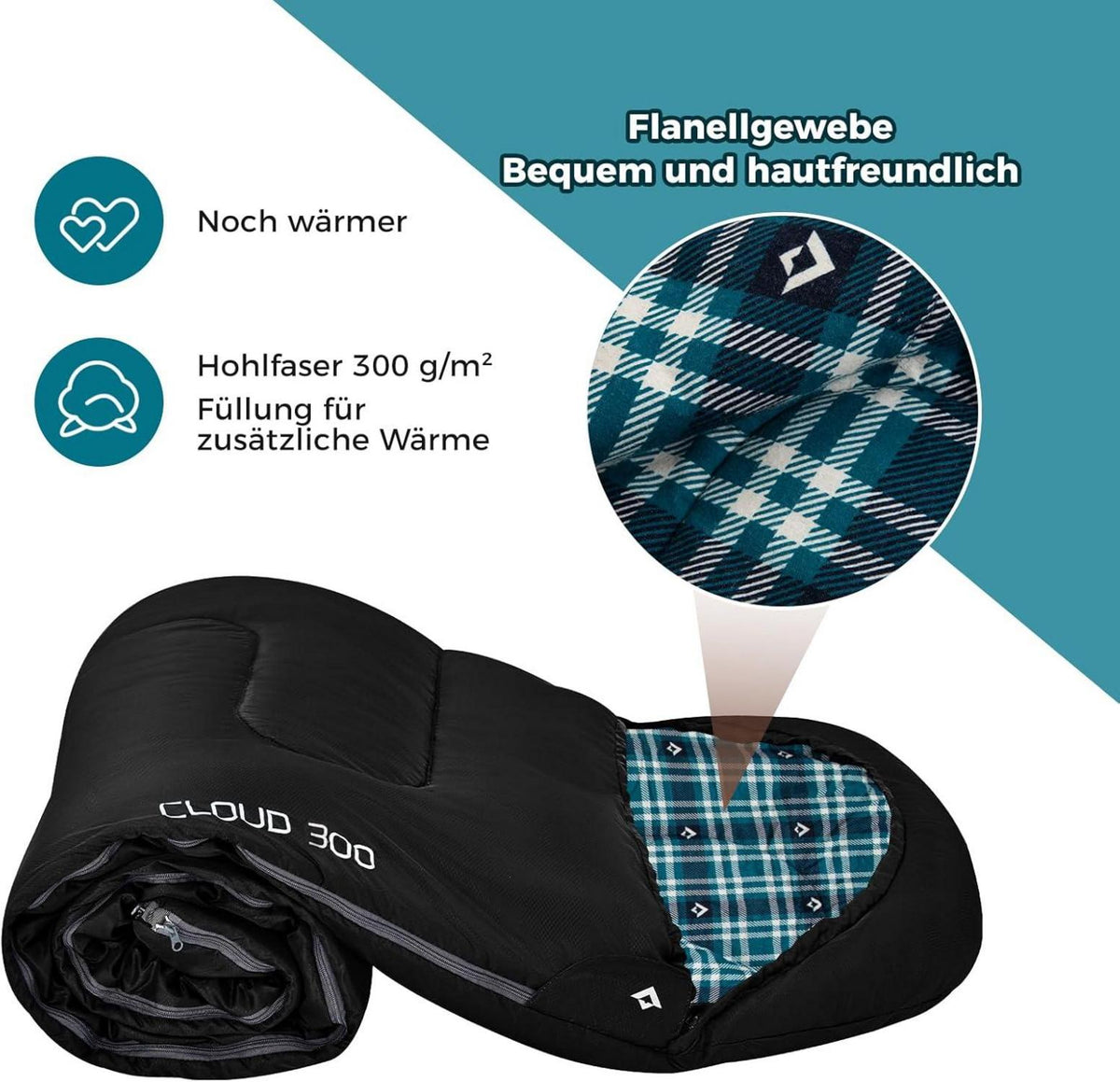 KingCamp Schlafsack Deckenschlafsack Outdoor 3-4 Jahreszeiten Camping Erwachsene 300g Füllung