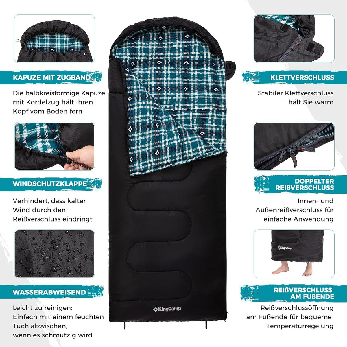KingCamp Deckenschlafsack Warmer Outdoor Schlafsack 3-4 Jahreszeiten 300g