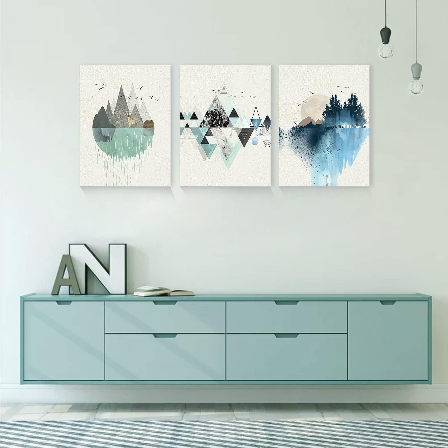 Abstrakte Geometrische Berg Landschaft Leinwand Wandkunst