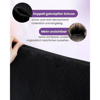 Echthaar Tressen Schwarz #1 – Remy Haartressen 45cm (100g)
