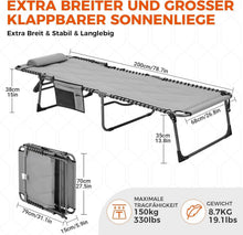 Übergroße Sonnenliege Klappbar Verstellbar Liegestuhl