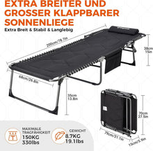 Übergroße Sonnenliege Klappbar Verstellbar Gartenliege mit