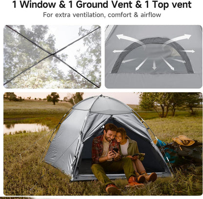 Forceatt 2 Personen Camping Kuppelzelt Outdoor Grau
