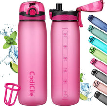 Trinkflasche 1L BPA-frei mit Zeitmarkierung, Auslaufsicher, Tritan