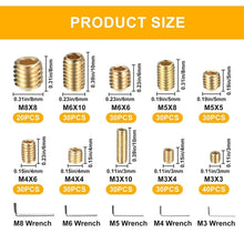 Madenschrauben Set 300 Stk. M3-M8 Innensechskant Gold mit Schlüssel