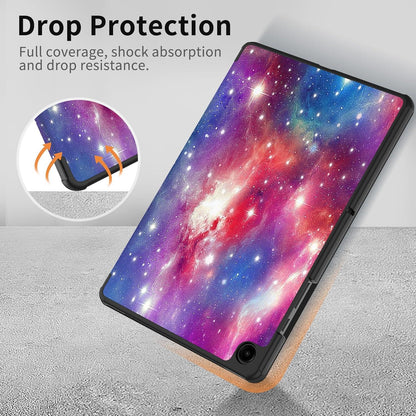 EasyAcc Samsung Galaxy Tab A9+ Plus 11 Zoll 2023 Schutzhülle PU Leder Standfunktion lila Stern