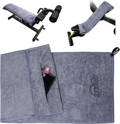 ZYXBBD Fitness Handtuch 120x50cm rutschfest mit Tasche Grey
