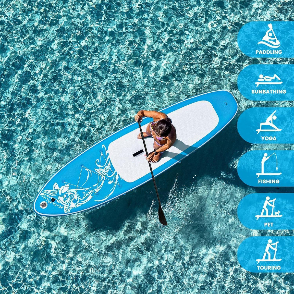 Aufblasbares SUP Board Ultra Light 320cm Wide Stable mit Zubehör Blau