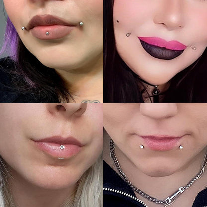 G23 Titan Tragus Piercing Set 3 Stück, 16g Labret Stecker, Silber/Gold, CZ