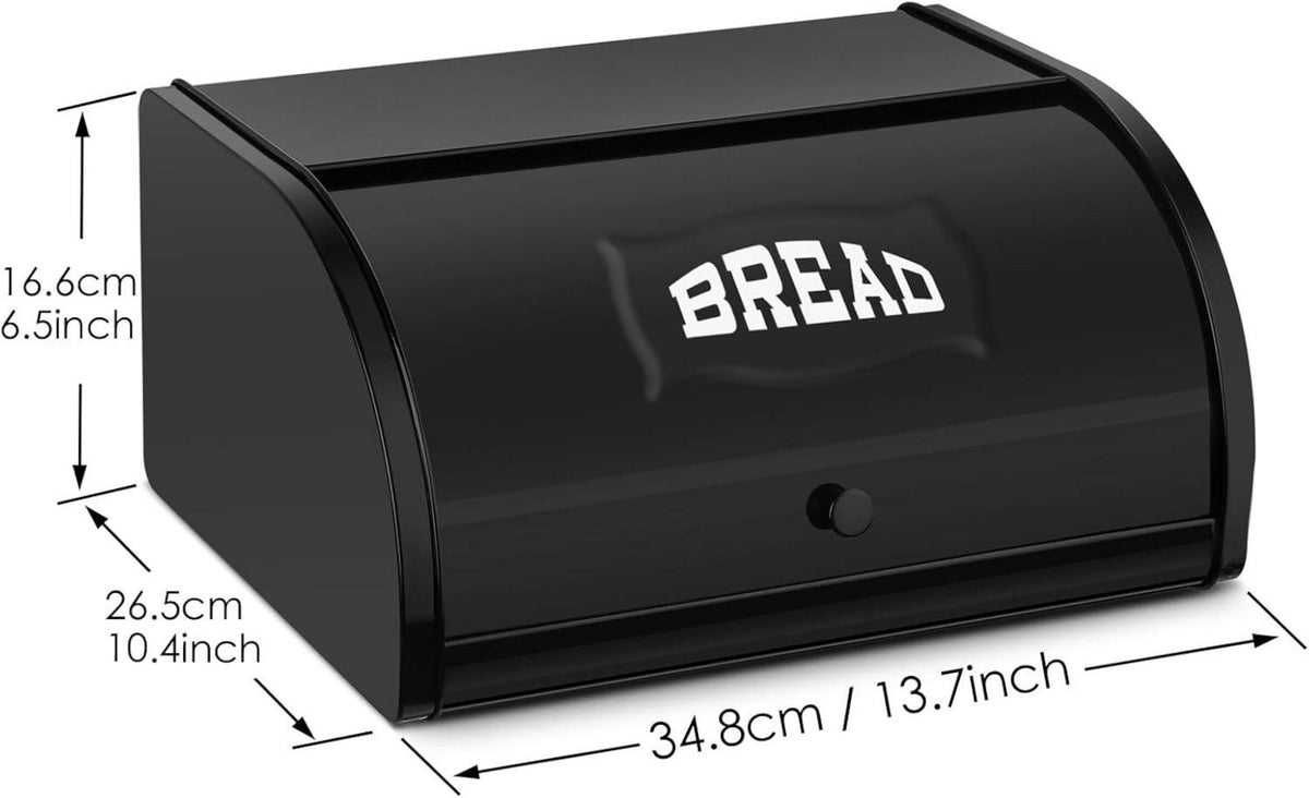 Brotkasten Metall Rolldeckel Aufbewahrungsbehälter Küche Schwarz