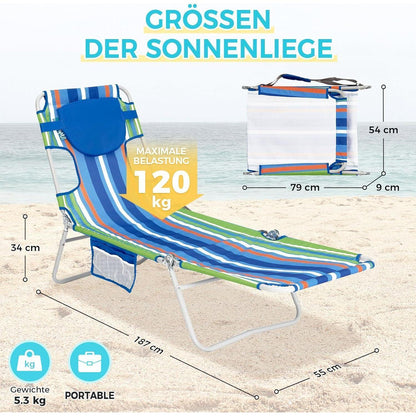 Klappbare Sonnenliege mit Lesefenster, 5-Position, Leicht