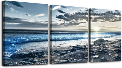 Leinwandbild Sonnenaufgang Bilder Blau Strand Ozean 40x30 cm