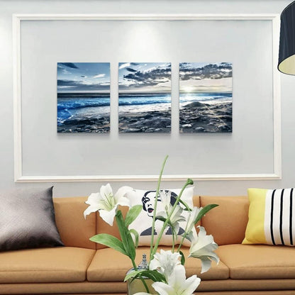 Leinwandbild Sonnenaufgang Bilder Blau Strand Ozean 40x30 cm