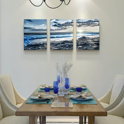 Blaues Sonnenaufgang Leinwandbild Strand Meer Ozean 40x30cm