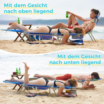 Klappbare Sonnenliege mit Lesefenster und 5 Positionen, leicht und