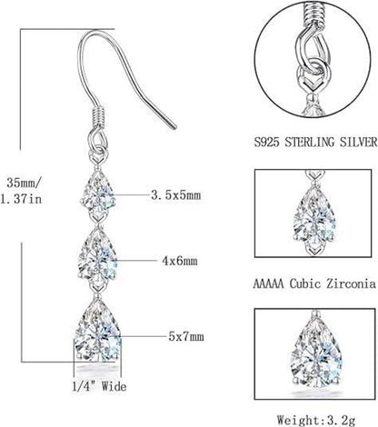 GW Damen Ohrringe Silber 925 Hängend Zirkon Mondstein Schmuck