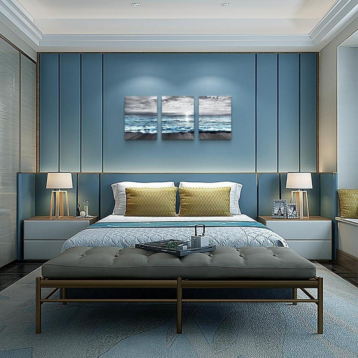 Sonnenaufgang Strand Leinwandbild - Modernes Wandbild für Wohnzimmer Büro Schlafzimmer - 40x30 cm