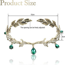 Elfen Vintage Grün Strass Diadem Tiara Kopfschmuck