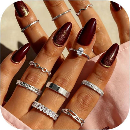 10er Set Verstellbare Damen Ringe Goldfarben | Minimalistisch & Stapelbar