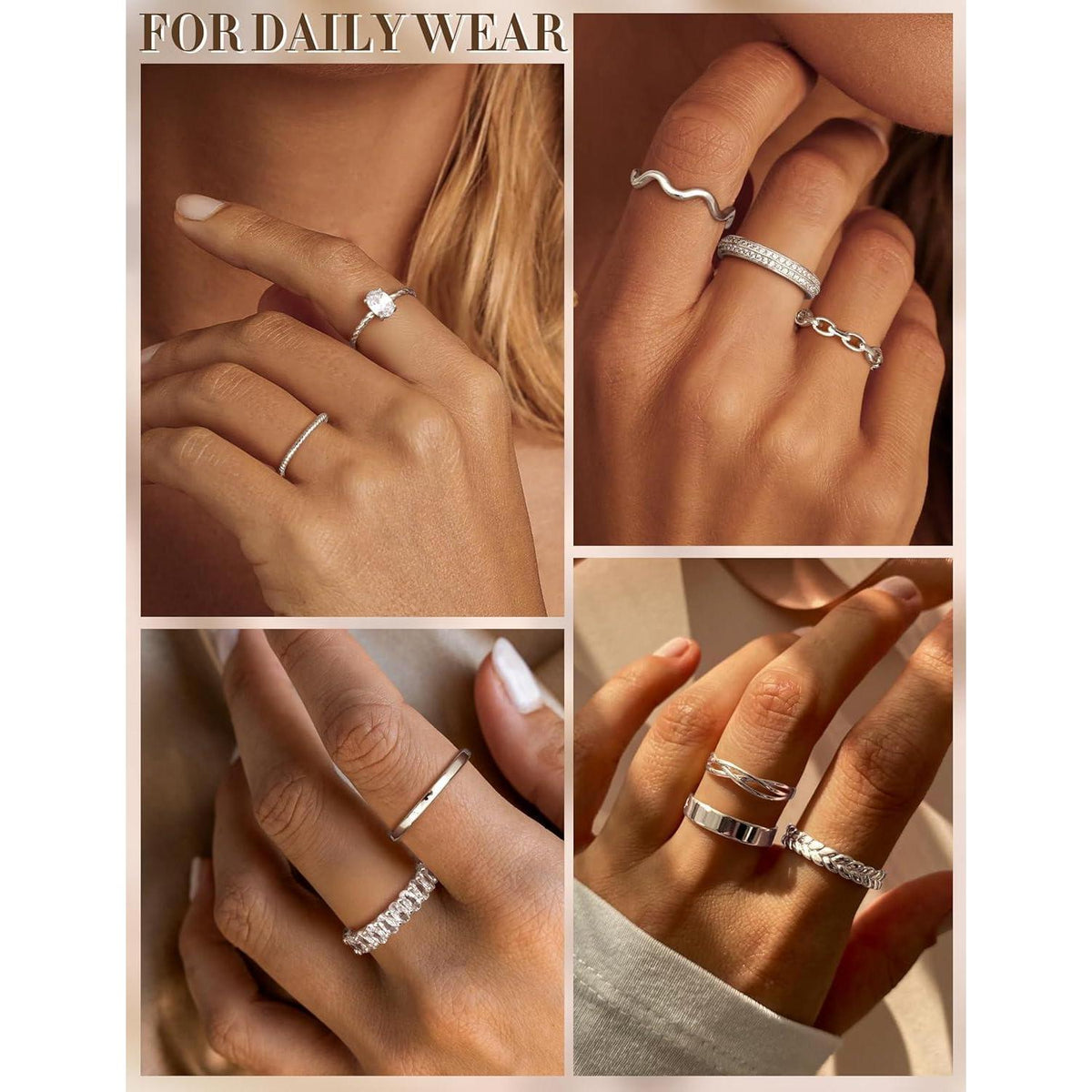 10er Set Verstellbare Damen Ringe Goldfarben | Minimalistisch & Stapelbar