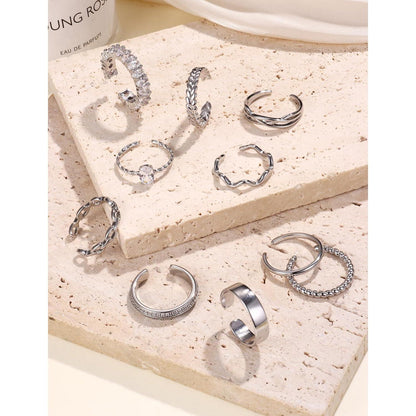 10er Set Verstellbare Damen Ringe Goldfarben | Minimalistisch & Stapelbar