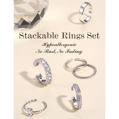 10er Set Verstellbare Damen Ringe Goldfarben | Minimalistisch & Stapelbar