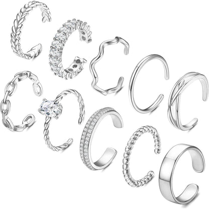 10er Set Verstellbare Damen Ringe Goldfarben | Minimalistisch & Stapelbar