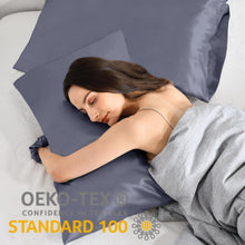 Satin Kissenbezug 2er Set 50x80 Blau Violett Haargummis