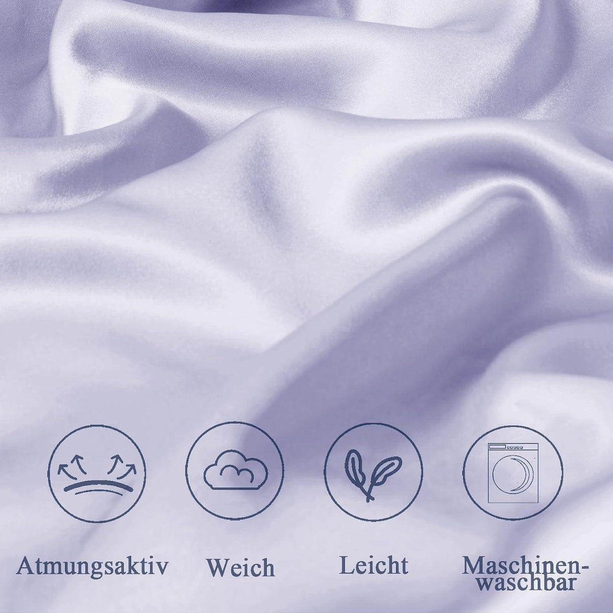 Satin Kissenbezug 80x80 Violett 2er Set Reißverschluss Silk Pillowcase