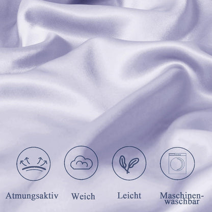 Satin Kissenbezug 80x80 Violett 2er Set Reißverschluss Silk Pillowcase