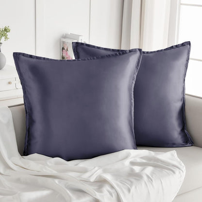 2er Set Satin-Kissenbezüge 60x60cm Dunkelviolett mit Reißverschluss