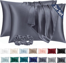 Satin Kissenbezug Blau Violett 40x60 mit Haargummis