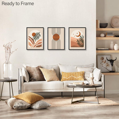 Boho Abstrakte Wandbilder Salbei Grün Geometrische Linie