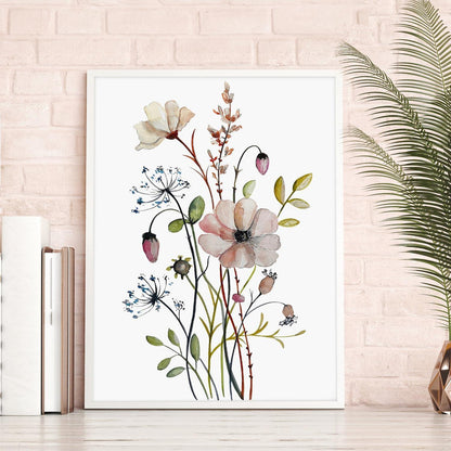 3er Set Wildblumen Leinwandbilder für Wanddekoration, 30x40 cm