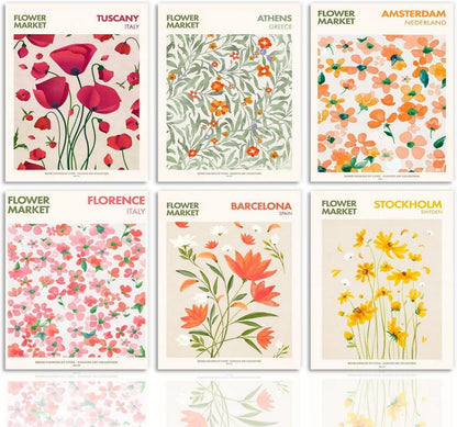 Vintage Botanische Leinwandbilder Wanddekoration 20x25cm, 6er Set