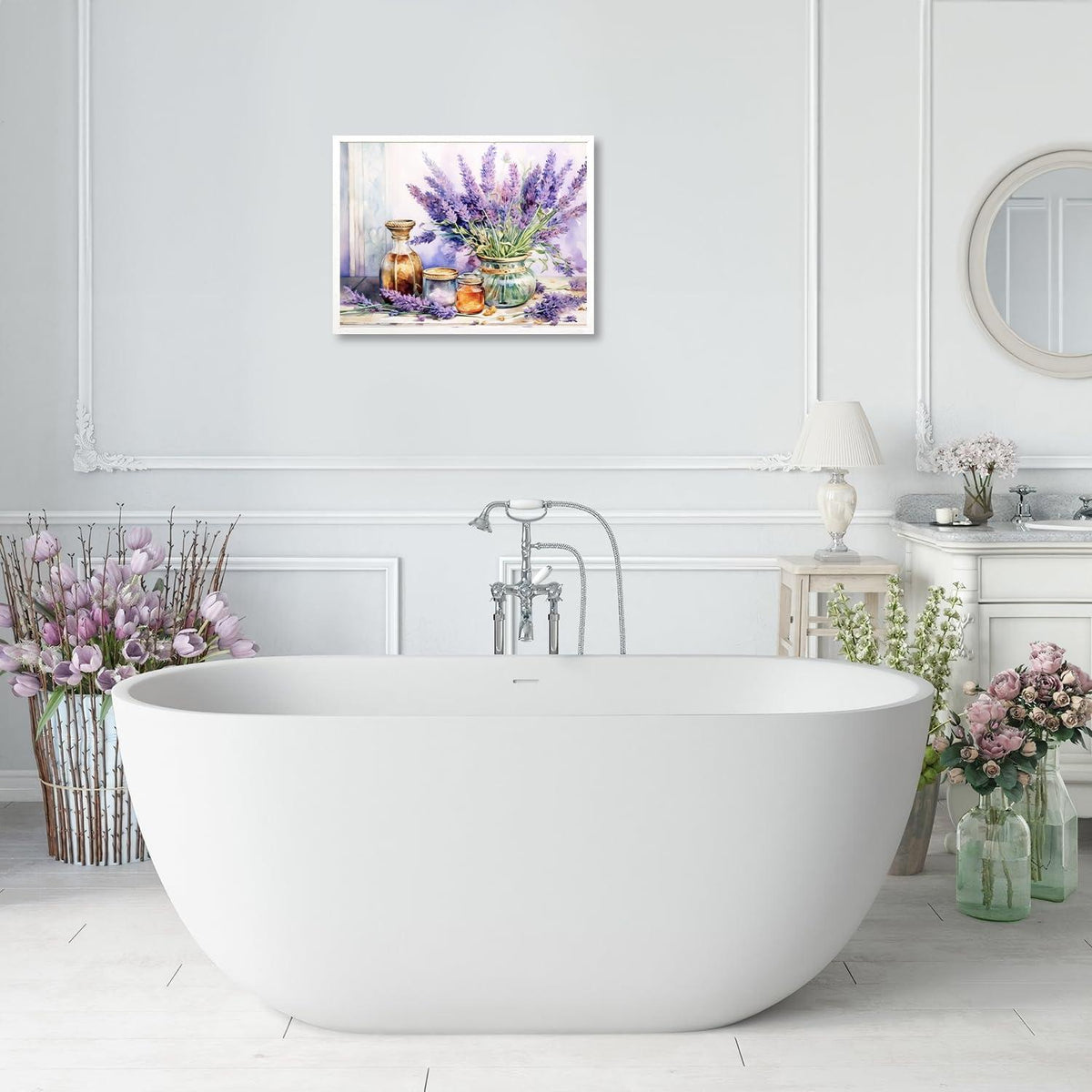 Dazzlewall Vintage Lavendel Blumen Wandbilder Leinwand 30x40 cm