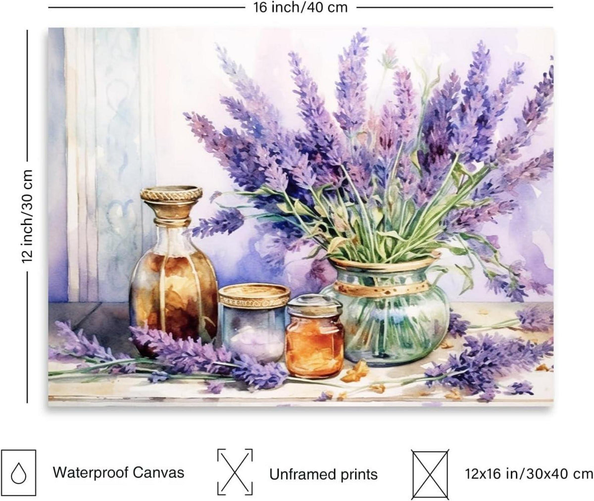 Deko Wandbilder Lavendel Blumen Leinwand 30x40cm Vintage Schlafzimmer