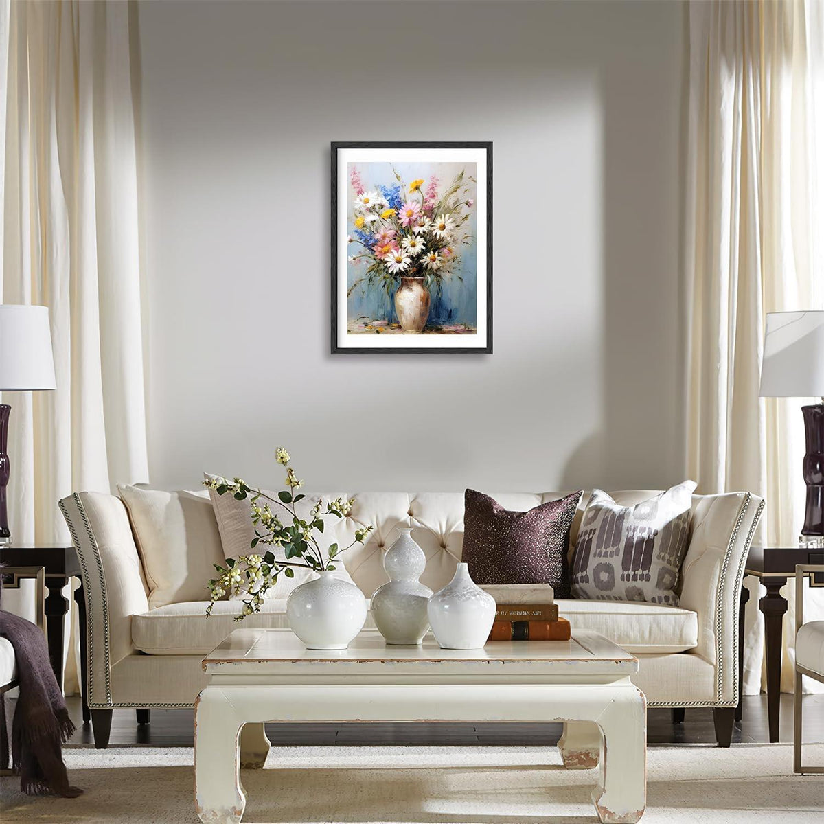 Vintage Blumen Wandbilder Leinwand 30x40 cm - Deko für