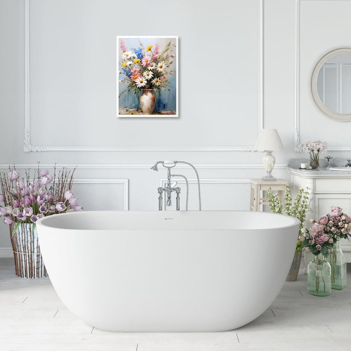 Vintage Blumen Leinwand Wandbilder 30x40 cm Wohnzimmer Deko