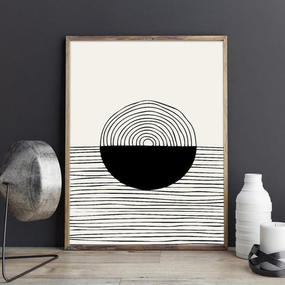 Wandbilder abstrakte schwarze weiße Linie Deko 30x40 cm 4er Set