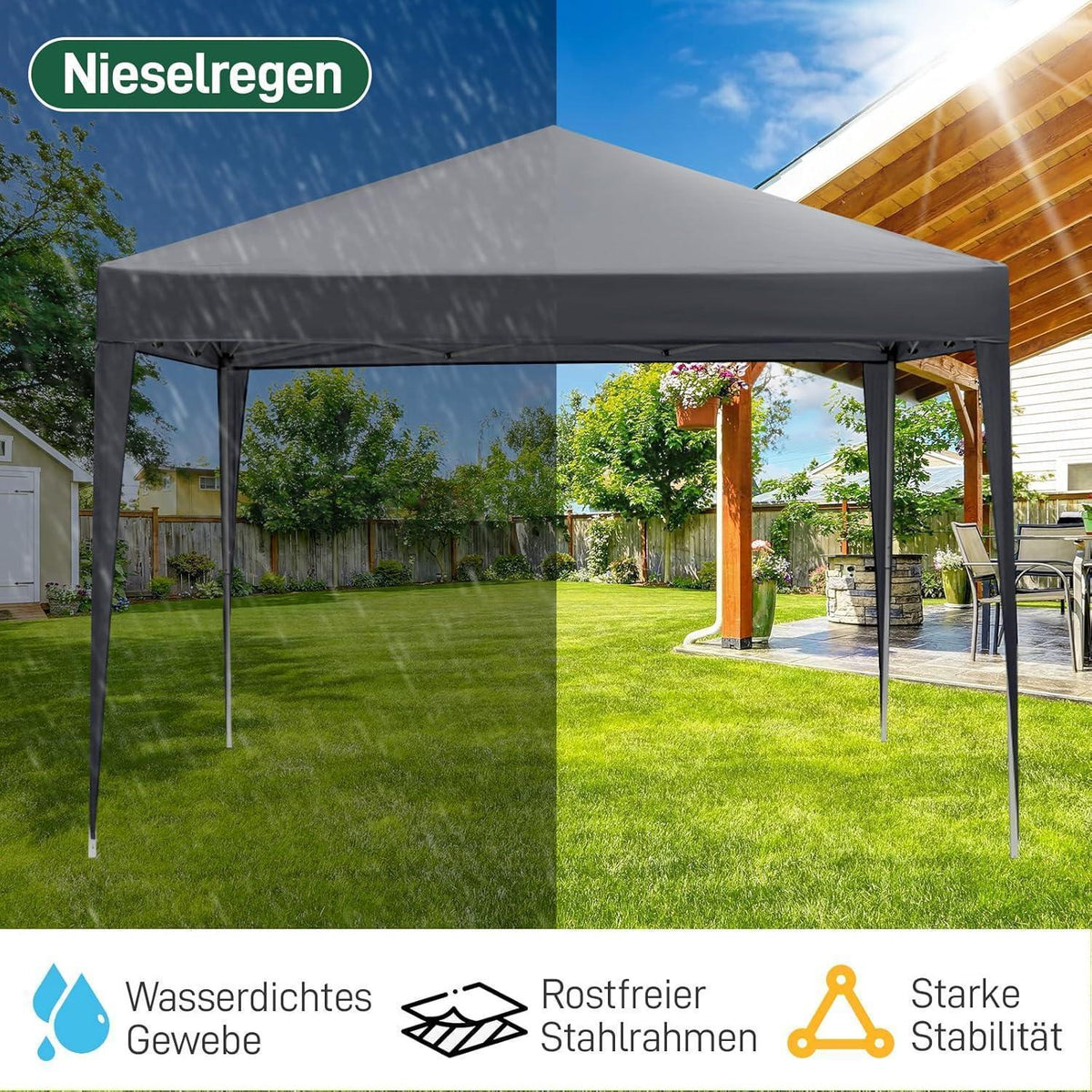 3x3m Faltpavillon – Stabil, Wasserdicht & UV-Schutz